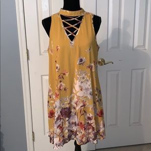 Mustard yellow floral dress